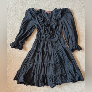 JessaKae Black Long Sleeve Ruffle Dress